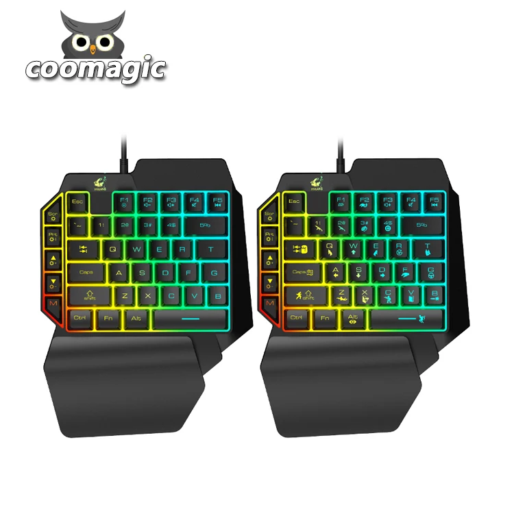 Amazon ebay cross-border free wolf K15 one-handed keyboard gun god left hand manipulator P UBG  game luminescent keyboard
