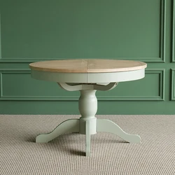 Светло-зеленая мебель для столовой в британском деревенском стиле, 4-6 мест, компактный раздвижной круглый обеденный стол