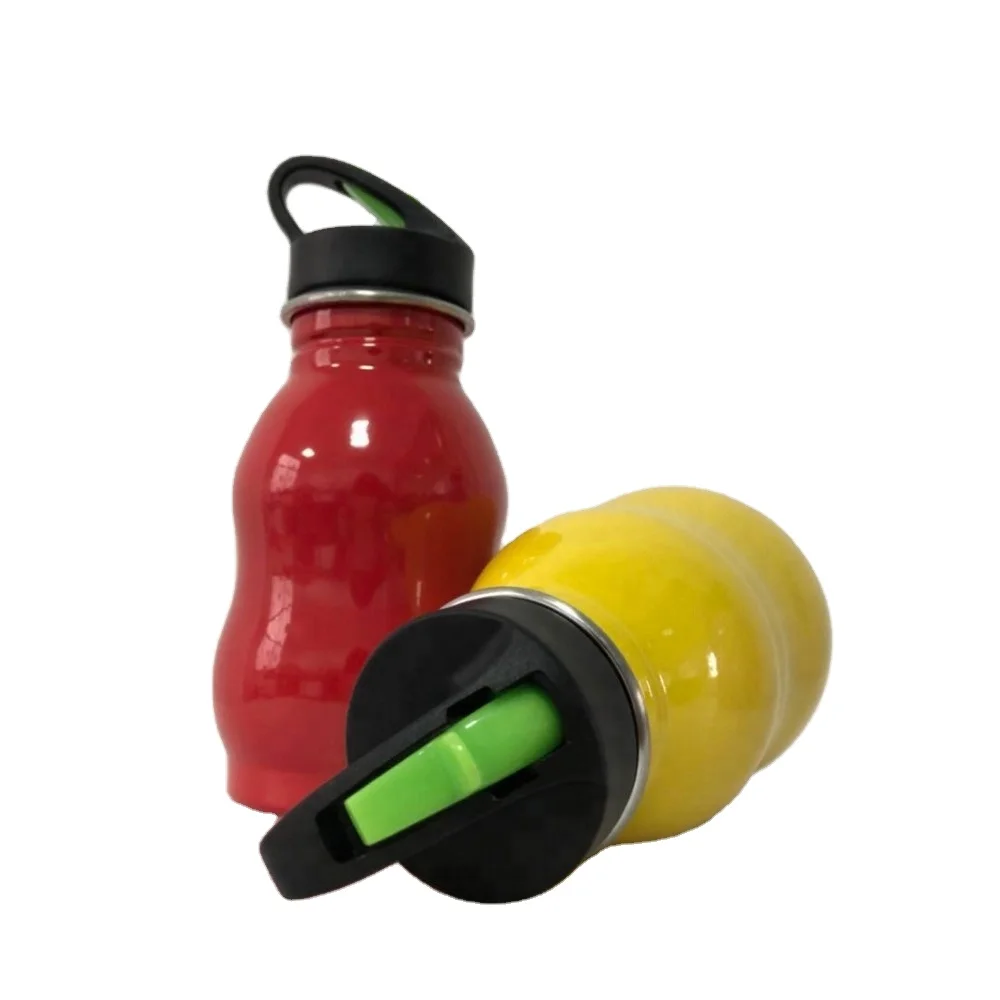 350ml stainless steel single wall gourd shape water bottle with lid