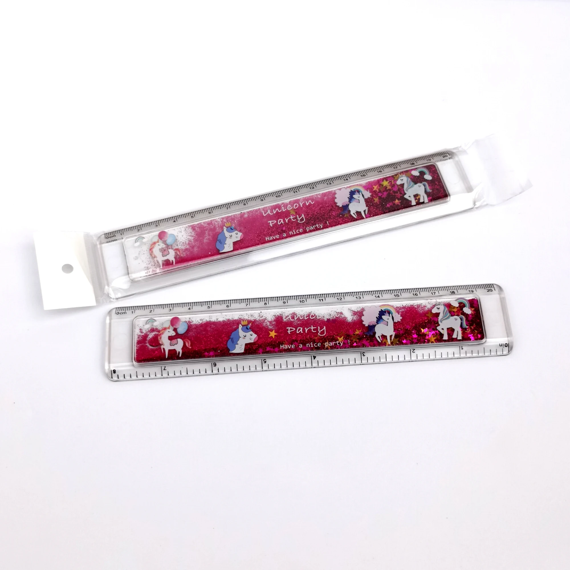 20cm promotional custom clear acrylic quicksand rulers