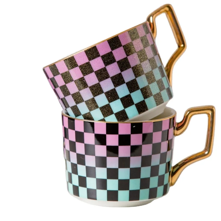 Bright Finishing Ceramic Breakfast Couple Coffee Cup Saucer Personalized Wedding Luxury Porcelain Couple Tea Set