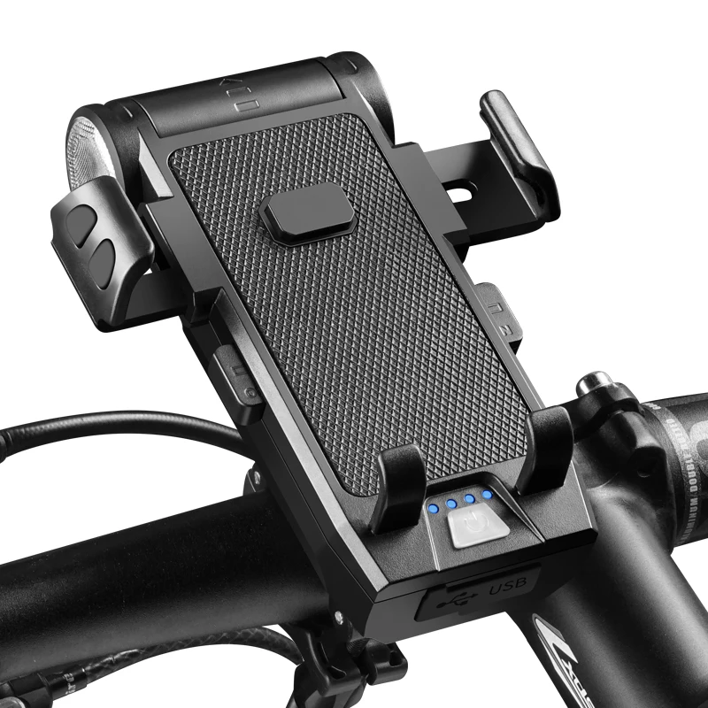 5 In 1 Multifunctional Rechargeable Bike Headlight Accessories With Phone Stand And 130 Db Bike Horn 3500mah Factory Supply