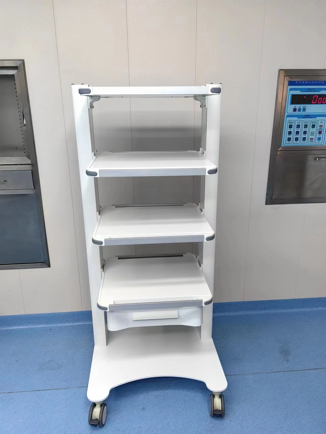 YSH Veterinary White Beautiful Strong No Fading and Rust High Quality Multifunctional Endoscope Trolley