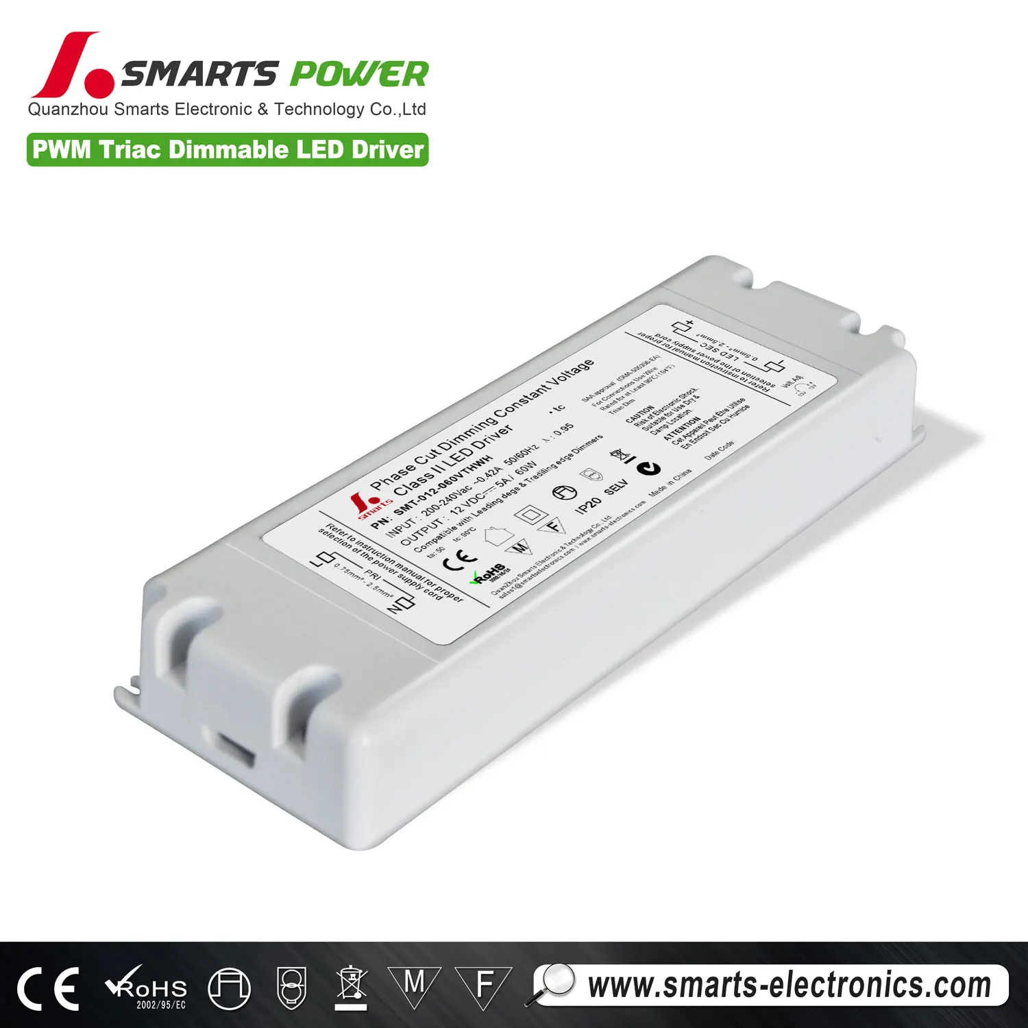 CE ROHS triac dimmable 12v 24v 30w 60w constant voltage led driver
