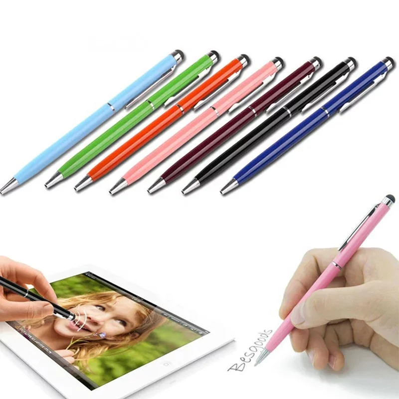Universal 2 In 1 Capacitive Touch Screens Stylus Pen For Ipad Iphone Samsung Tablet / All Mobile Phones /tablet Pc