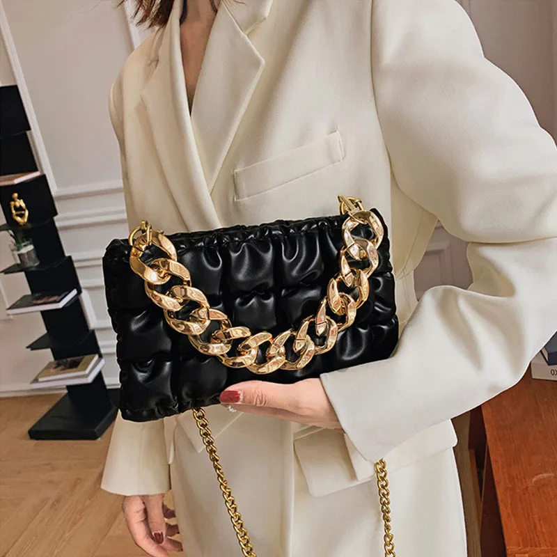 new design fashion thick chain sewing thread leather mini shoulder bag ladies hand bags 2022 purses luxury handbags for women