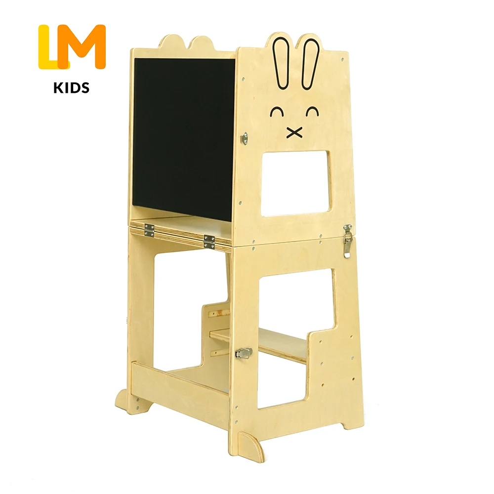 high quality wooden white children learning tower adjustable height kids kitchen helper stool