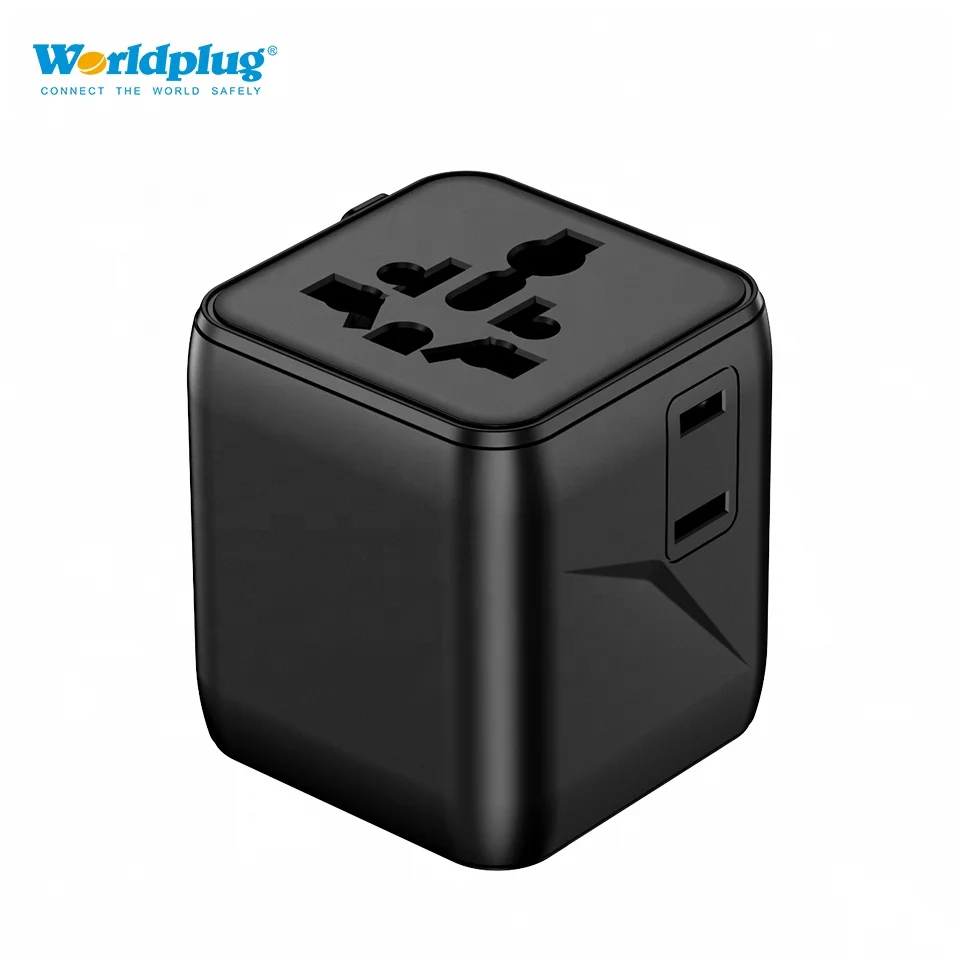Worldplug Compact Size Small Plug Wall Charger Newest 2AC Worldwide International Universal Travel Power Adapter
