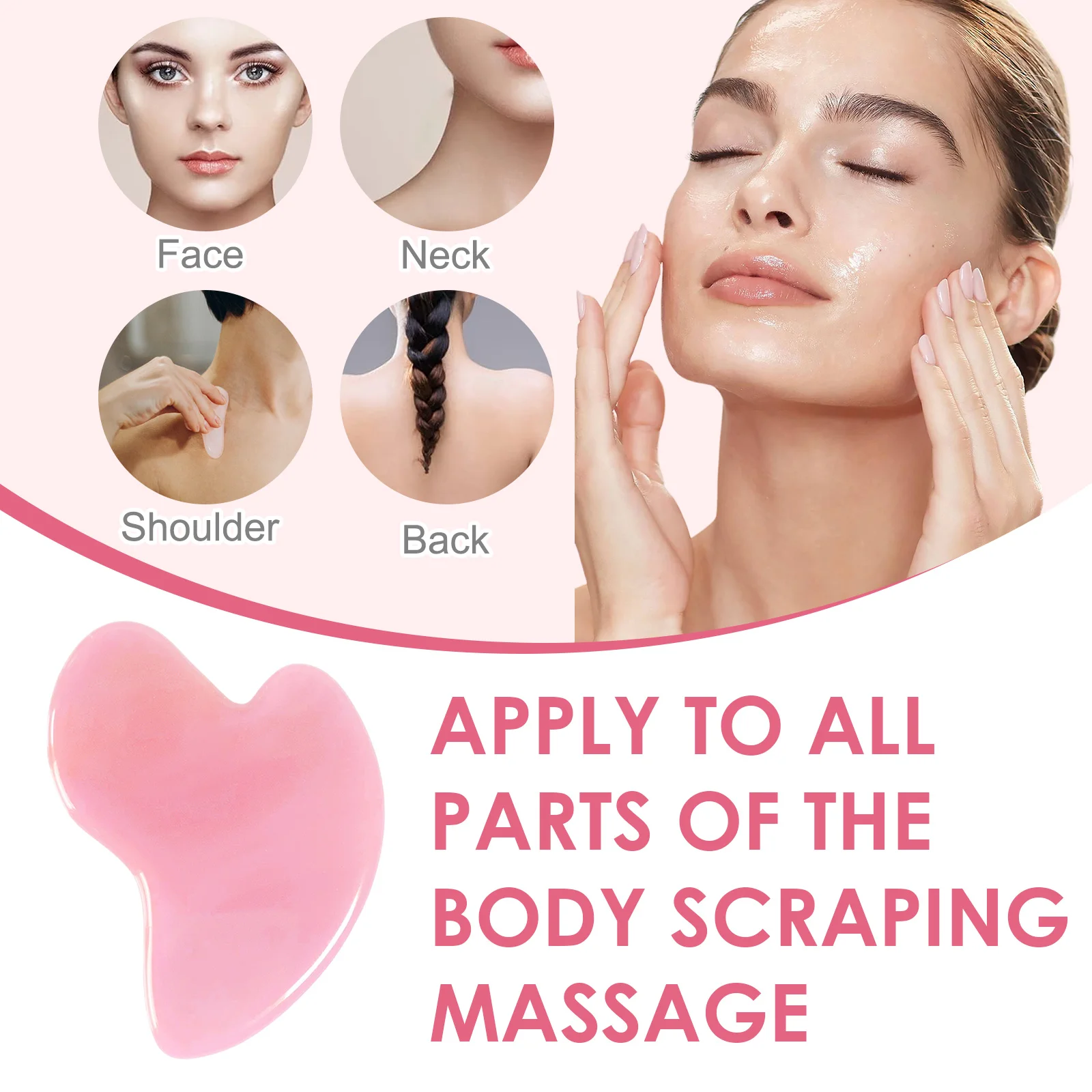 Custom Logo Heart Shape Gua Sha Board Jade Stone Gua Sha Facial Tool Face Massage SPA Acupuncture Therapy Facial Lifting Tool