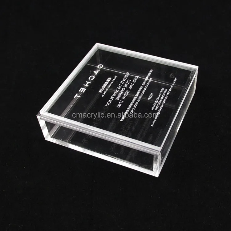 Custom Acrylic box clear acrylic display case 5side box with sliding lid storage slidw base plexiglass acrylic cube box