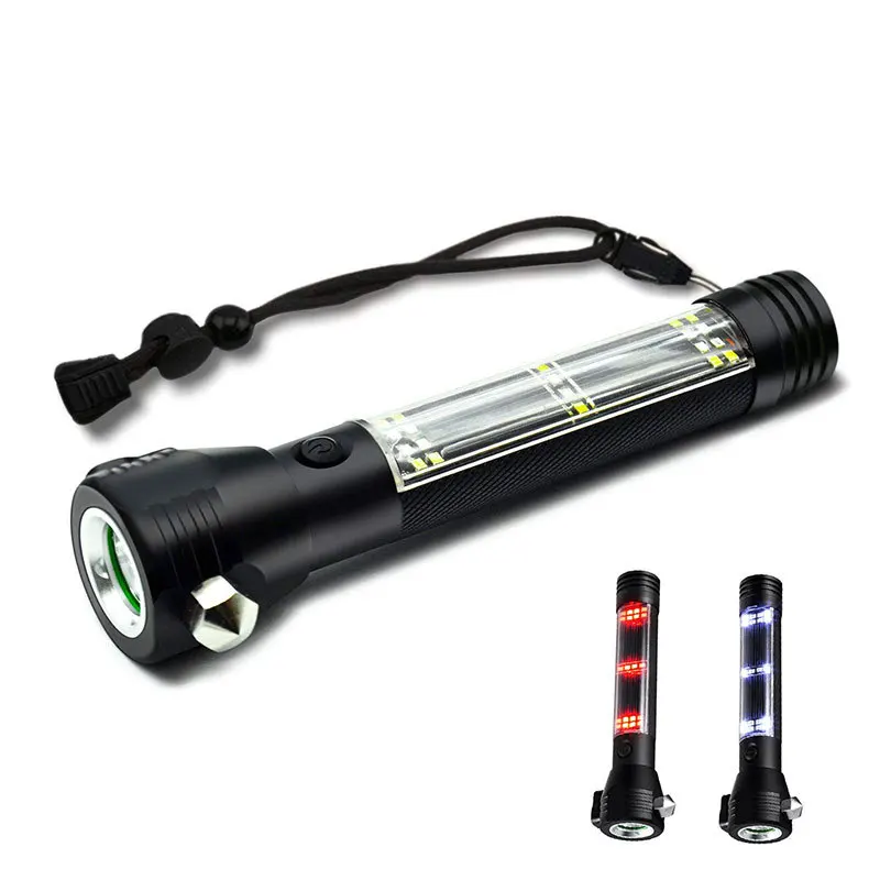 Self-defense easily window break Emergency hammer Multifunctional aluminum Solar rechargeable flashlight