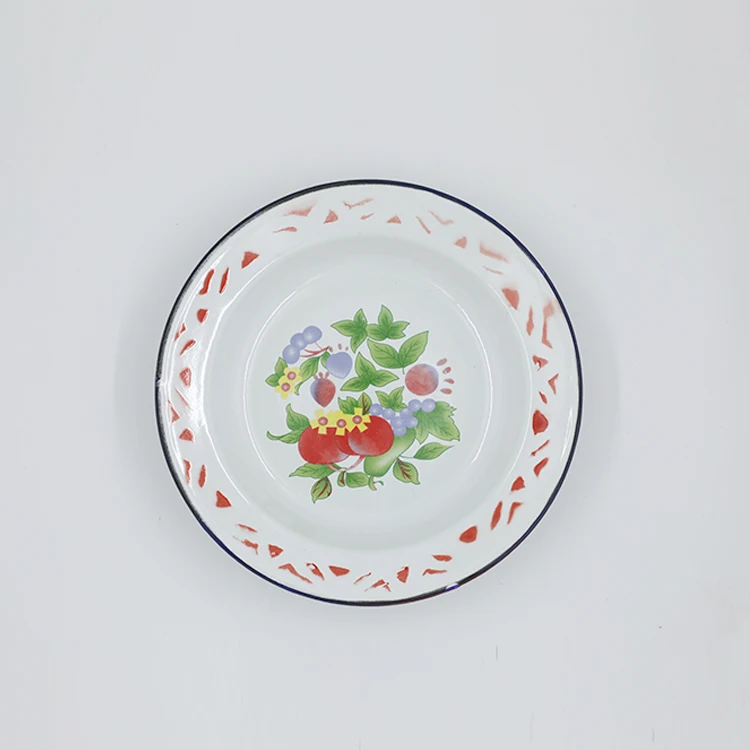 Wholesale enamel plates Hot-selling circular enameled dishes of different sizes