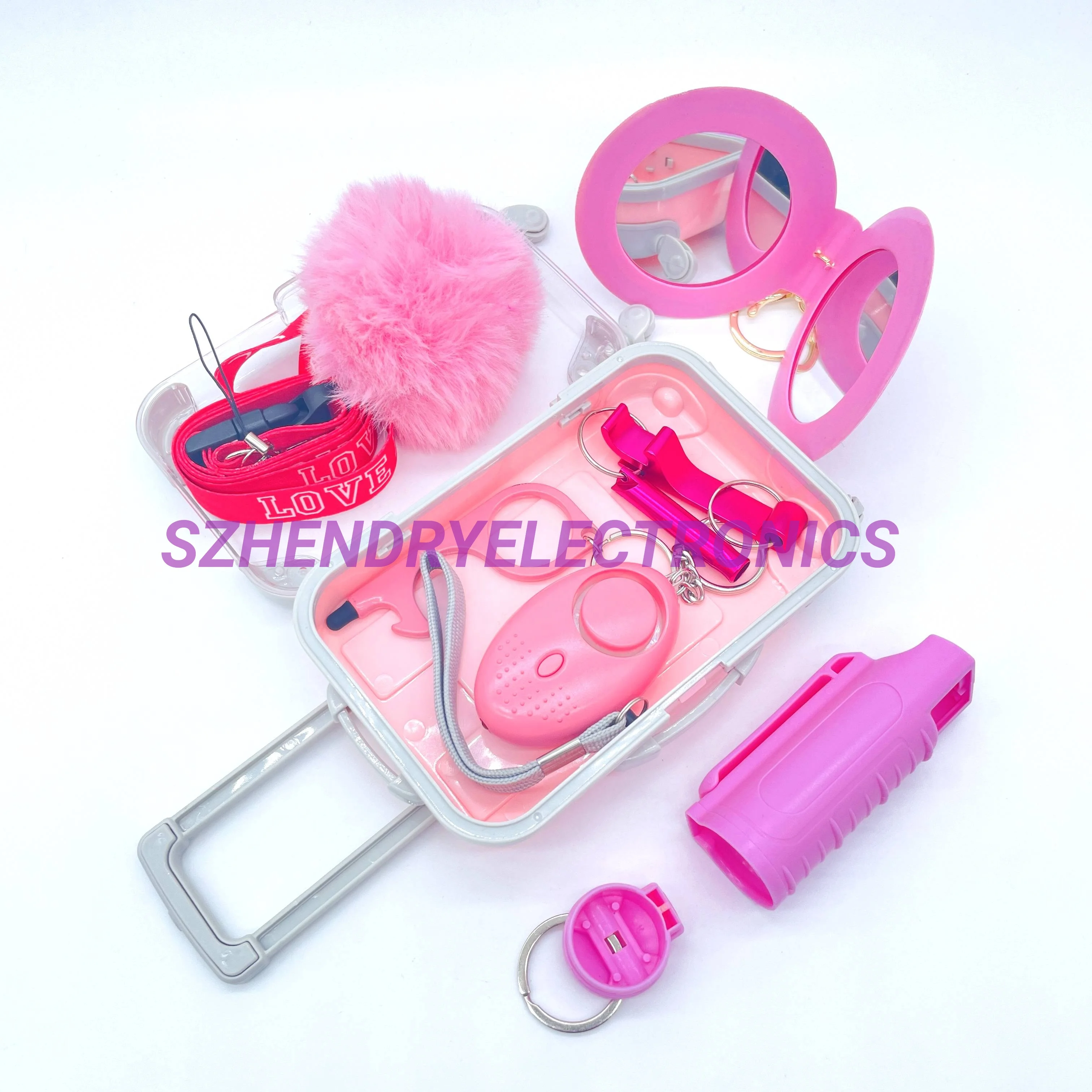 Bulk Personal Security Self-defense Keychain Supplies Plastic Spray Bottle Shell Diamond Inlaid Self Defense Keychain for Women