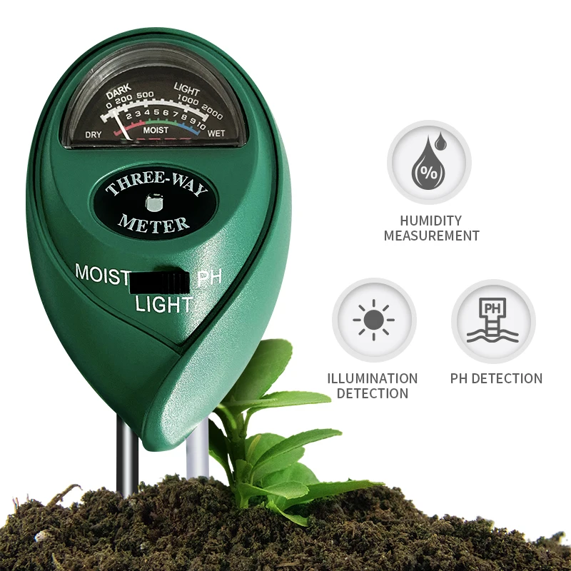 High Quality Portable 3 In 1 Soil Water Moisture Humidity Meter Ph Tester For Garden Plant Flower Light Testing