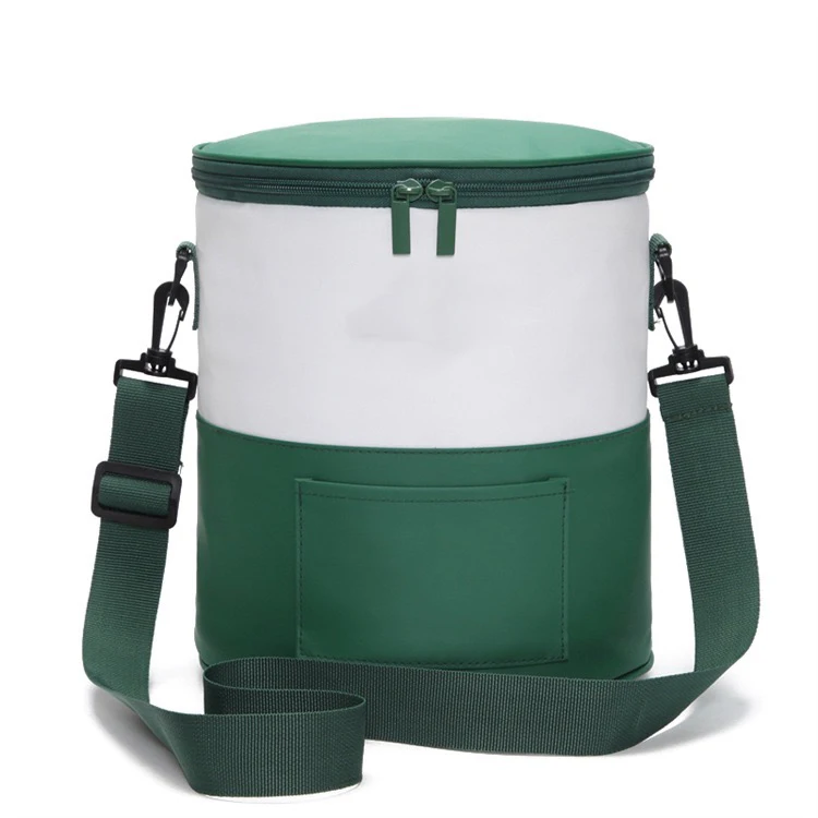Portable lunch bag thermal insulated lunch box round aluminum cooler bag for outdoor picnic