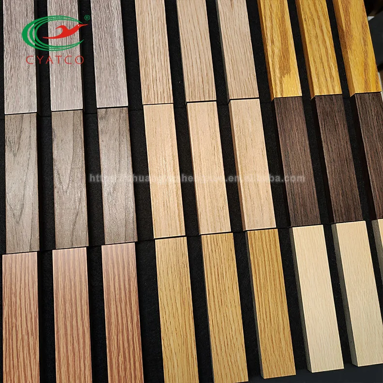 CYATCO High Density Decoration Slat Fluted Great Wall Walnut Solid Wood Grilles Panels for sound proof studio
