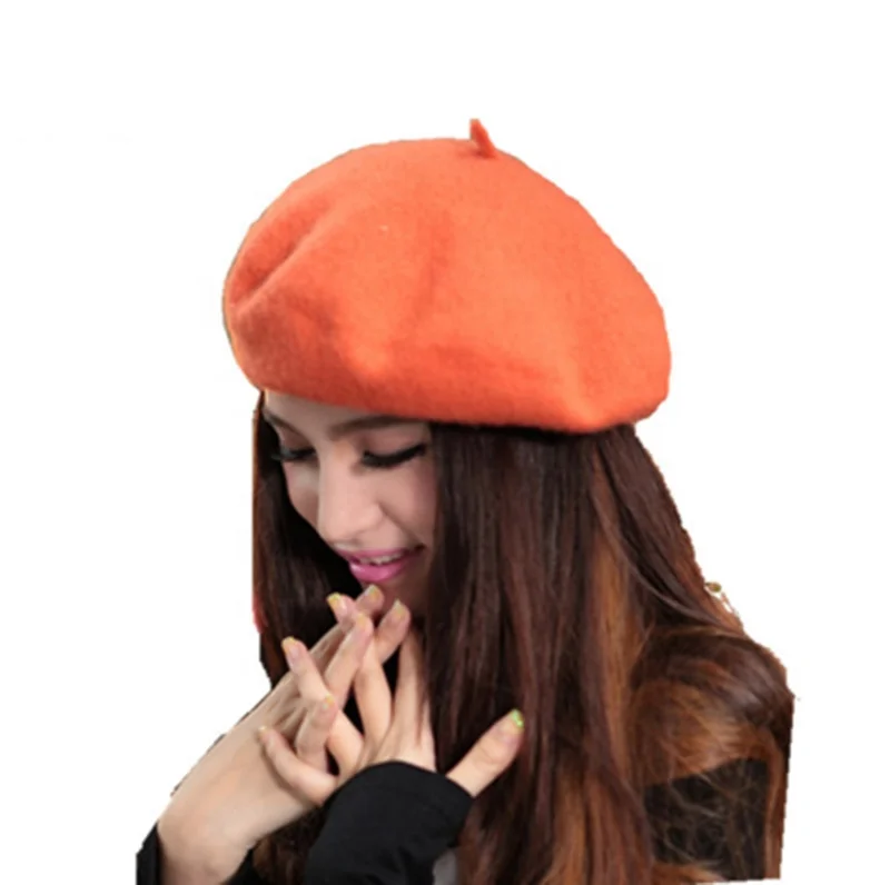 High Quality Fashion Embroidered 100% Wool Beret Hat Berets For Sale Beret Hat Custom Embroidery 100% Wool Cap For Women