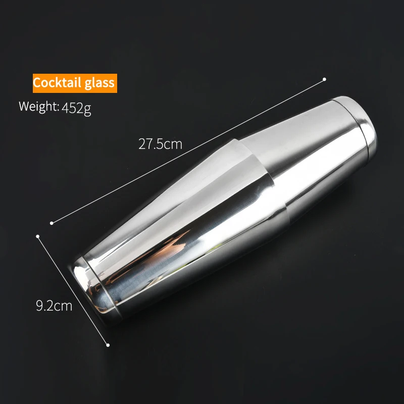 Supplier Custom Cocktail Shaker Set with Accessories Barware Drink Shaker Built-In Strainer Bar Tools Set Recipe Wooden Base