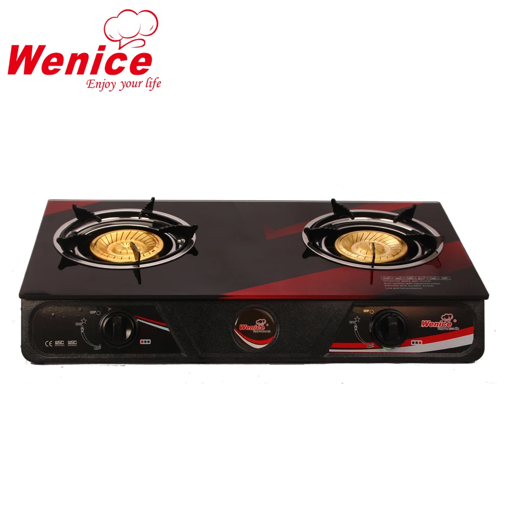 New model tempered glass gas stove   2 cast iron burner