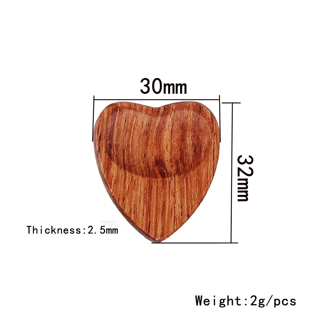 New Arrival Love Heart-Shaped Solid Wood Guitar Pick Shrapnel Design Musical Instrument Accessory Novelty Gift