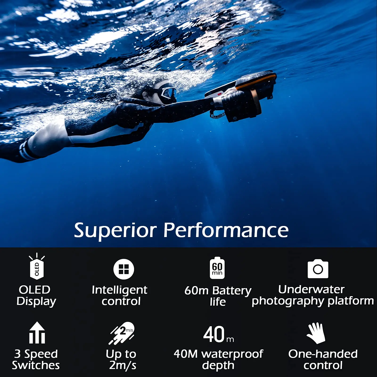 Sublue Navbow Plus 840W Smart Underwater Sea Scooter with Action Camera Mount OLED Display 40M Waterproof for Sea Adventures