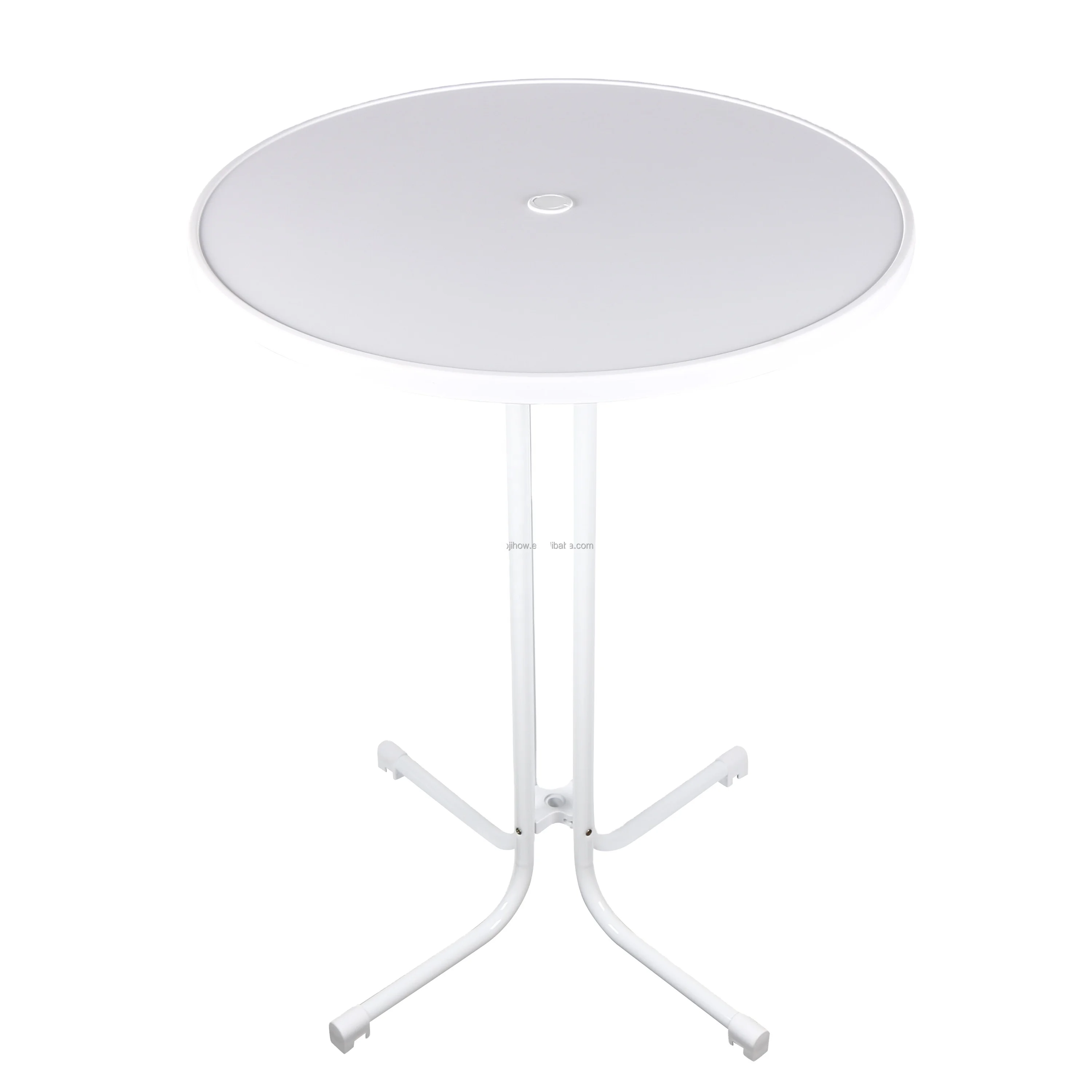 fold flat design leveling screw on base round cocktail folding table MDF top