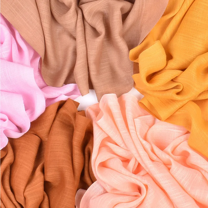 Hot Selling Fashion Ladies Solid Color Soft Cotton Plain Hijabs Muslin Women Newest Bamboo Yarn Plain Cotton Head Scarf Hijabs