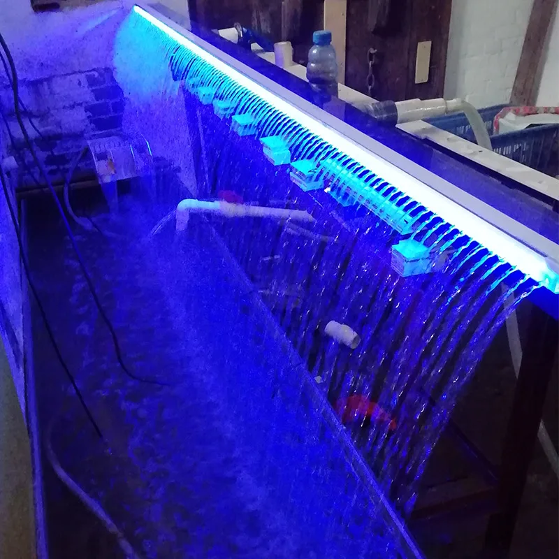 Swimming pool acrylic waterfall pool fountain spa water blade spillway indoor water curtain led sheer descent wall waterfall