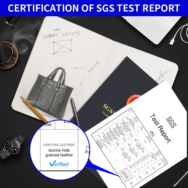 BOPAI custom logo business office luxury storage document handbag men 14 laptop bag genuine leather briefcase