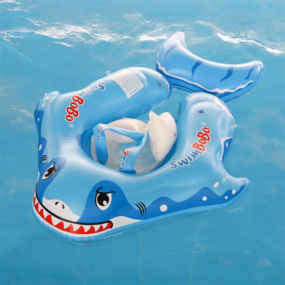 Swimbobo Inflatable Shark Baby Floating Kids Swimming Waist Trainer Swim Pool Float Ring Baby Float With Buoy  Water Toy