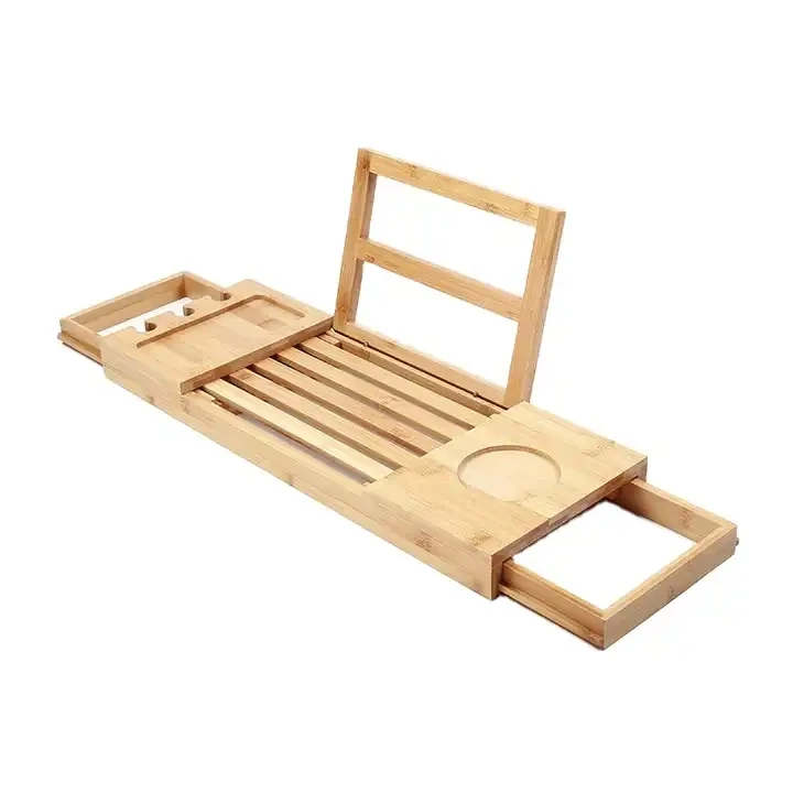 Best Selling Luxury Bamboo Bathtub Caddy Bathroom Caddy Tray For Tub Bathroom Removable Board Bath Organizer