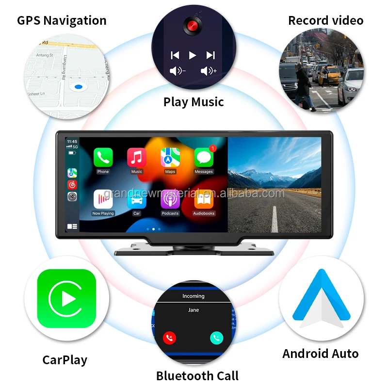 Автомобильный видеорегистратор GRANDnavi 10 26 дюйма Поддержка беспроводного CarPlay монитора Android автомобильный сенсорный экран монитор приборной панели