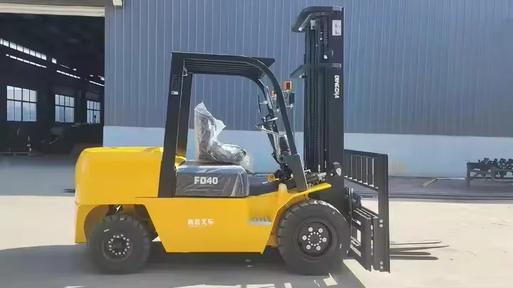 China factory 4000kg diesel forklift 4 ton fork lift with japan Mitsubishi engine traceless tire