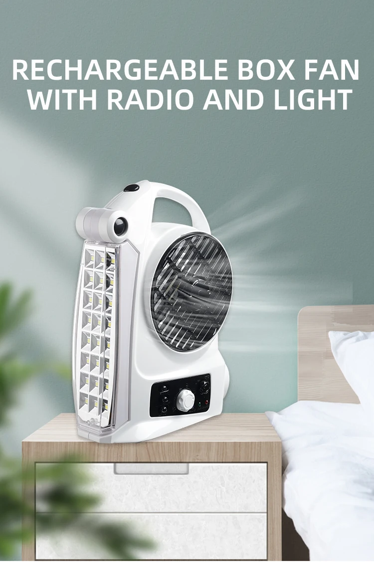 Changrong 5 inch solar rechargeable fan portable table fan with LED night light and  FM/AM radio