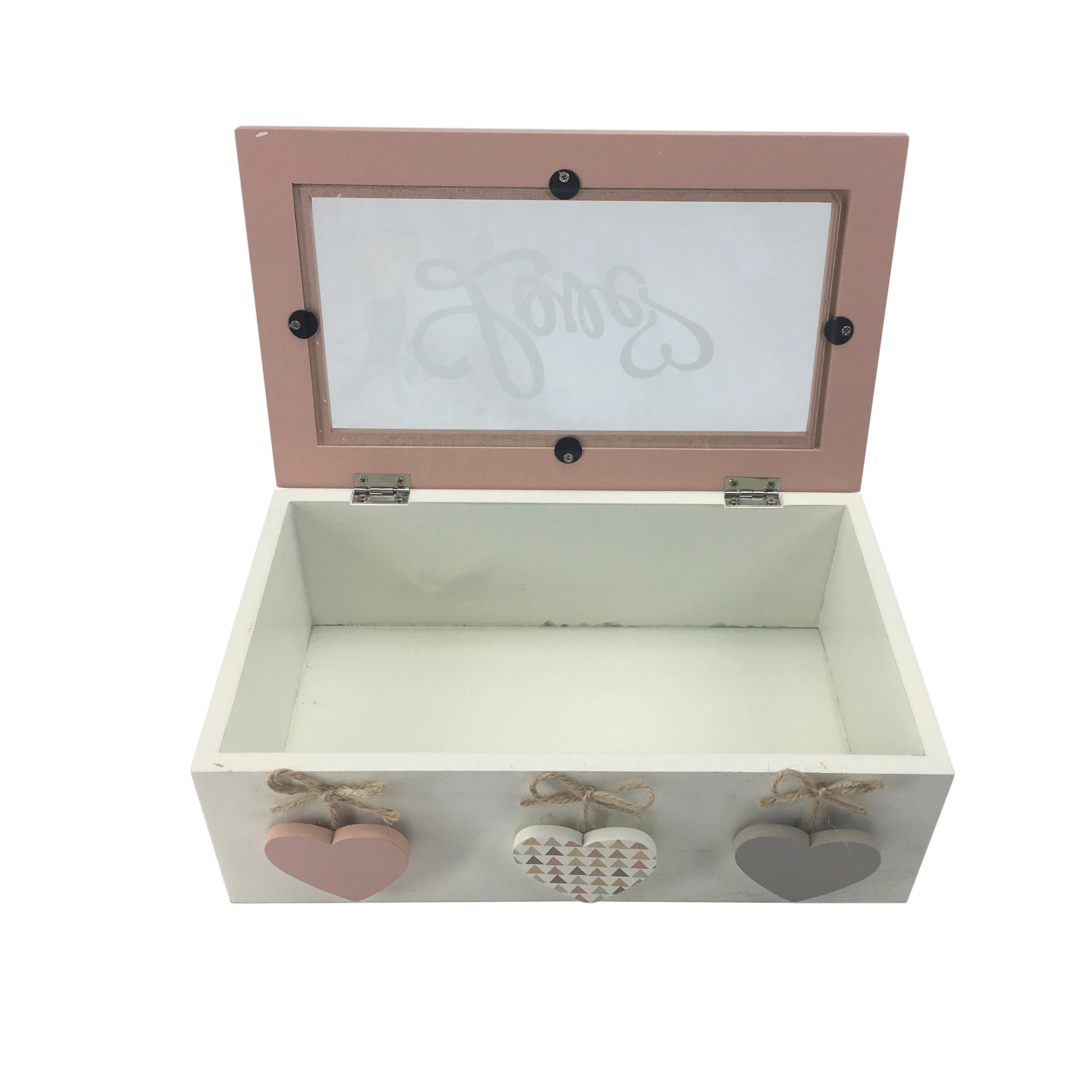 Wholesale Home Decor Cute MDF Pink Fancy Print Memory Handmade Painted Storage Wooden Gift Box