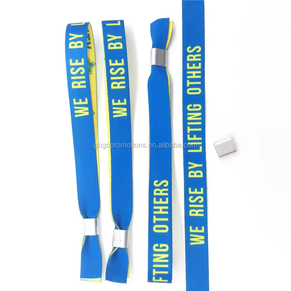Factory promotional materials and gifts with custom logo fabric ribbon bracelet Exhibition admission identification wrist strap