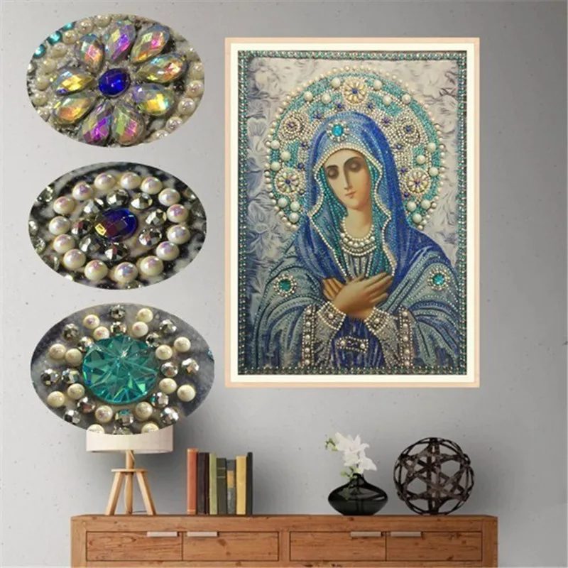 5D Shaped Diamond Painting Virgin Mary Mosaic Painting Cross stitch Embroidery Home Decor DIY Gift For Children