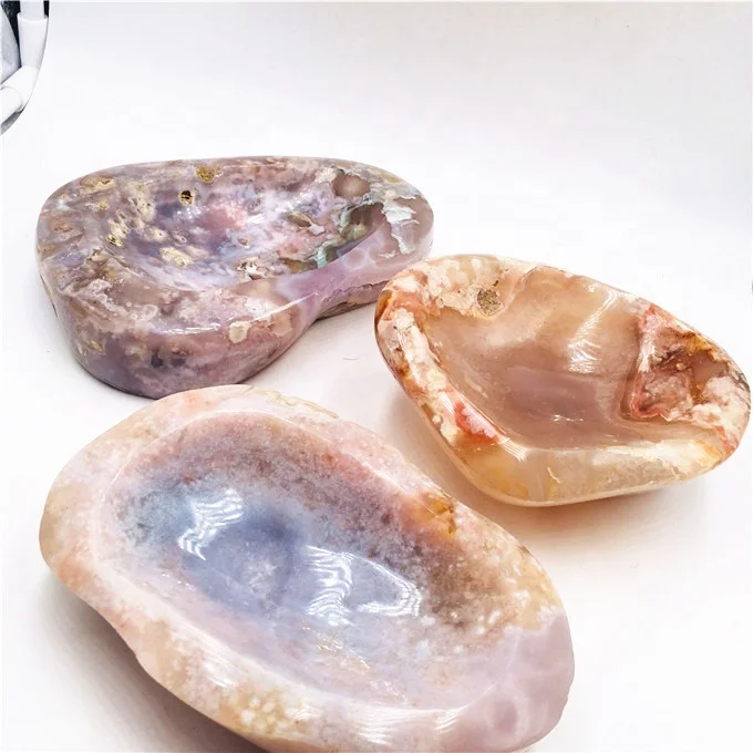 new product natural crystal bowl polished quartz cherry blossom agate quartz ashtray