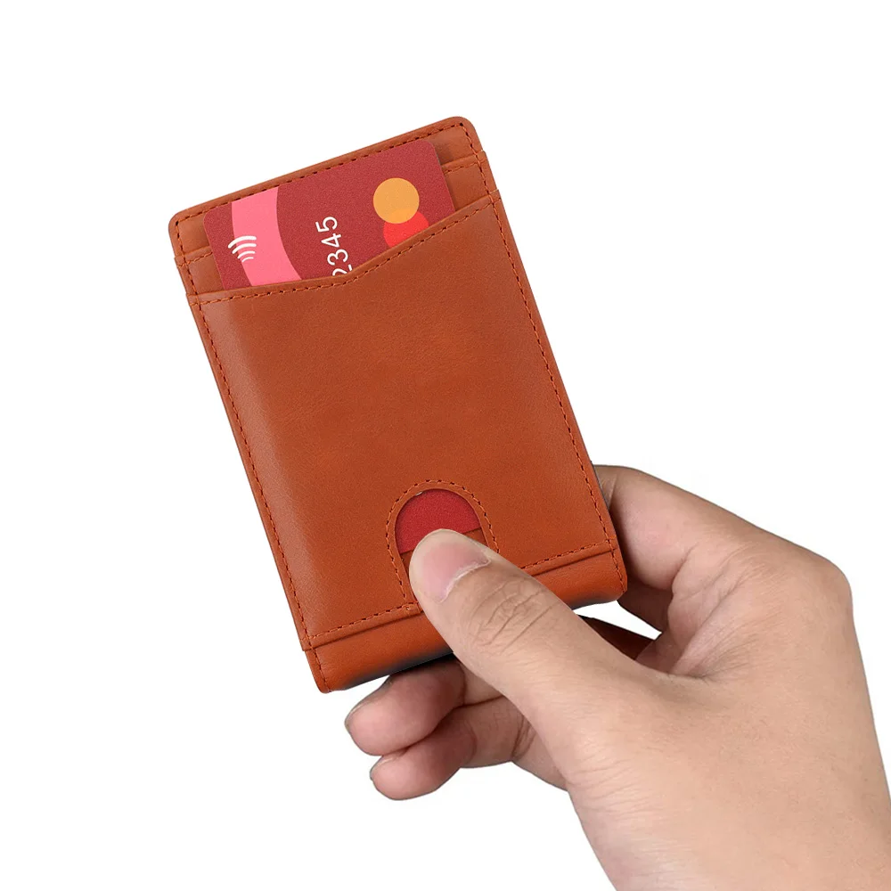 Durable Man Leather Wallet Money Clip Rfid Blocking Leather Money Clip Wallet For Mens