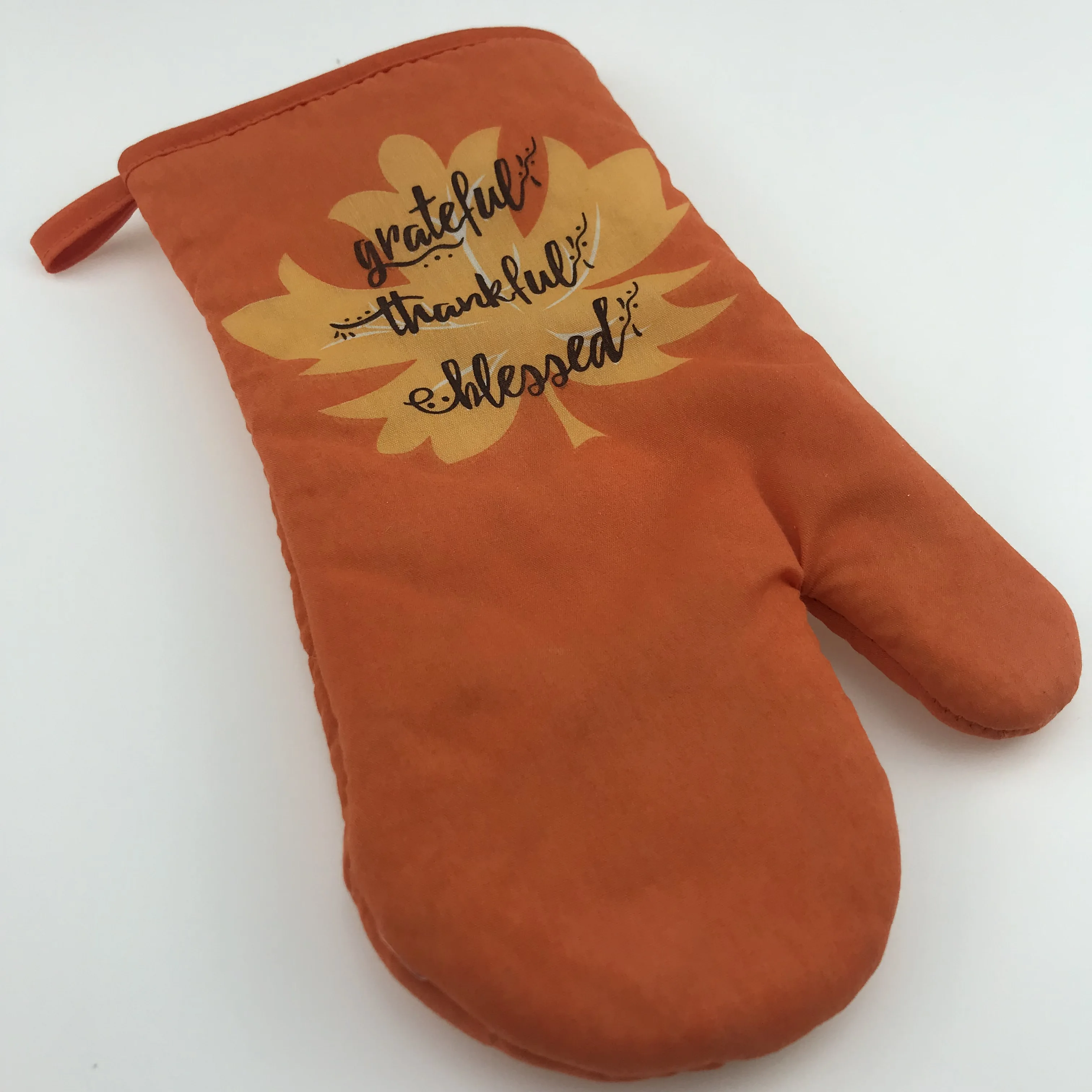 Custom design 100% cotton printed oven glove / oven mitt
