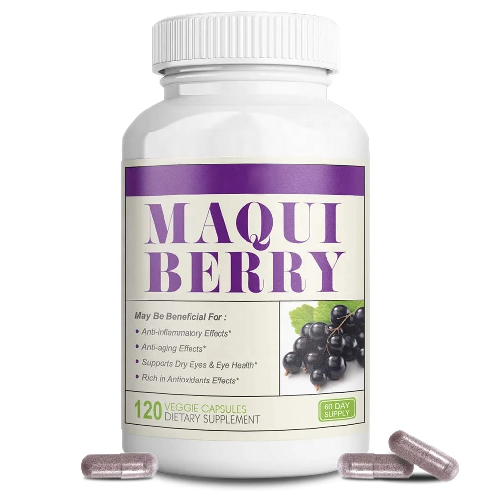 Maqui Berry Veggie Capsules Non GMO High Quality Superfood Rich Antioxidants Supports Eye Health and Dry Eyes Anti-Aging