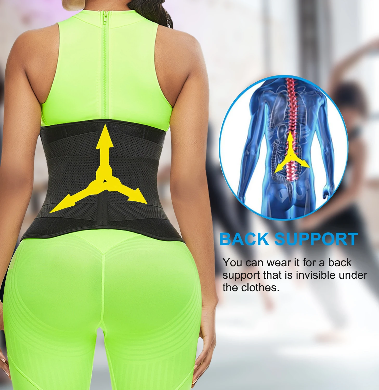 Wholesale Figure Shaping Black Neoprene Zipper Waist Trainer Belts Thigh Eraser
