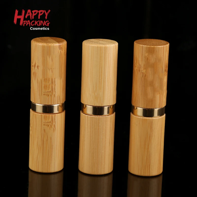 Professional Manufacturer 4.5g Bamboo Lipstick Tube With Aluminum Ring Biodegradable Lipstick Tube