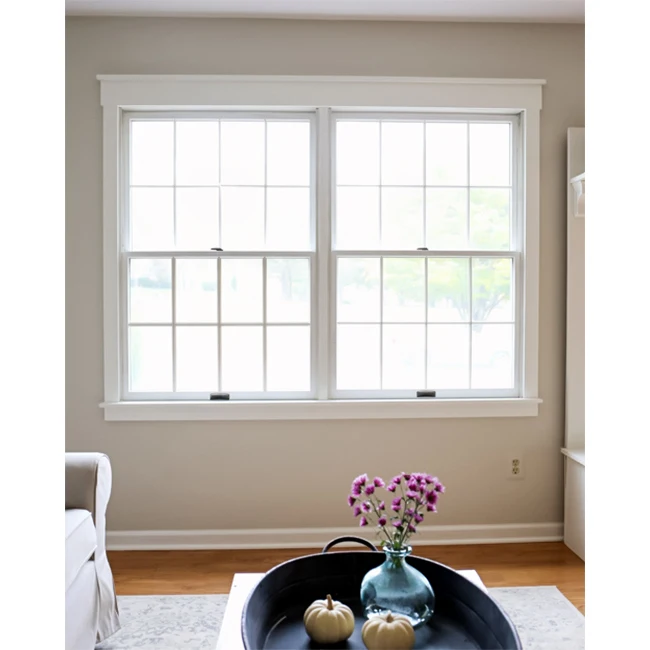Modern upvc double hung windows with low-e glass pane double hung black vinyl window with screen