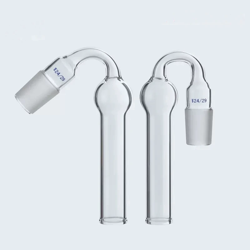 Lab single one 1 bulb glass curved oblique gas Drying Tube pipe with grind ground male joint port