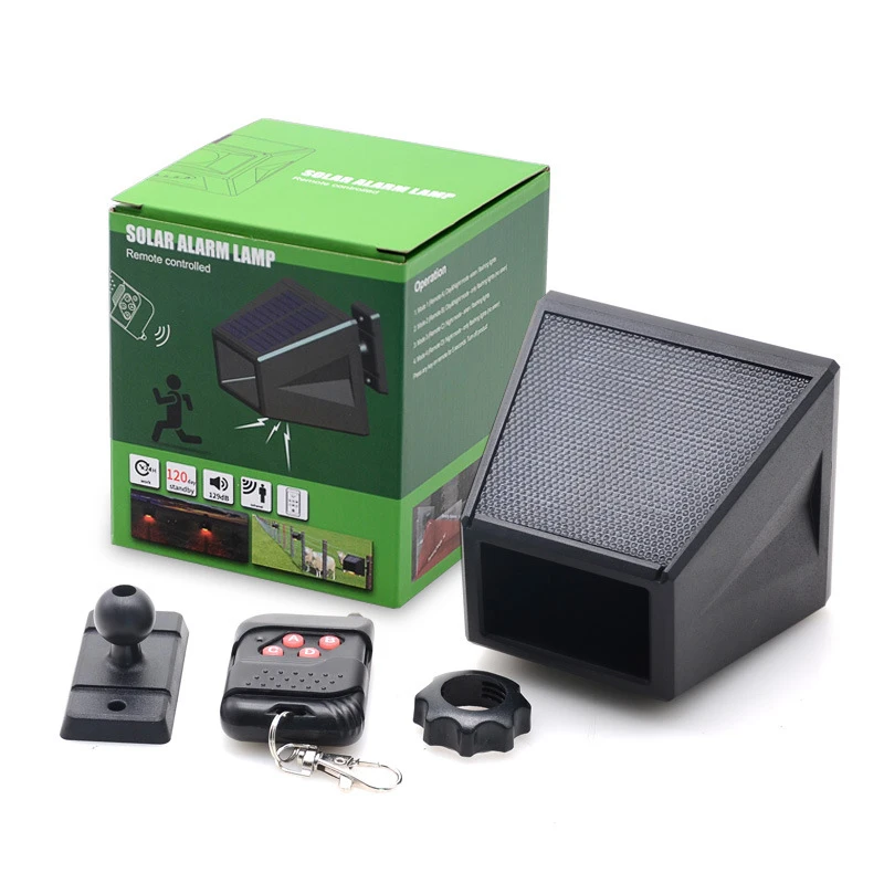Factory Hot Sale Solar Alarm Light Security Alarm Anti-Theft Body Sensing Sound And Light Flash Animal Repeller
