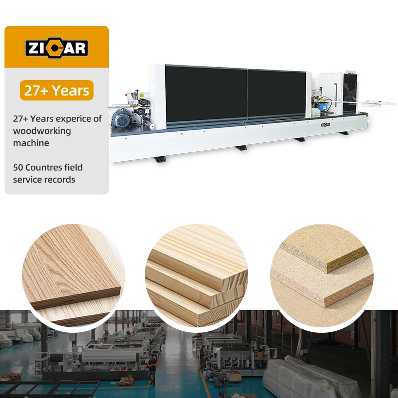 ZICAR MF50F 8 functions automatic edge banding machine with pre-milling corner trimming end cutting for making furniture doors