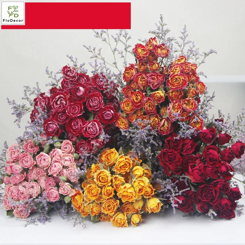 High Quality Dried Flower Bouquet 55cm Natural Rose Bouquet Home Office Supermarket Decoration