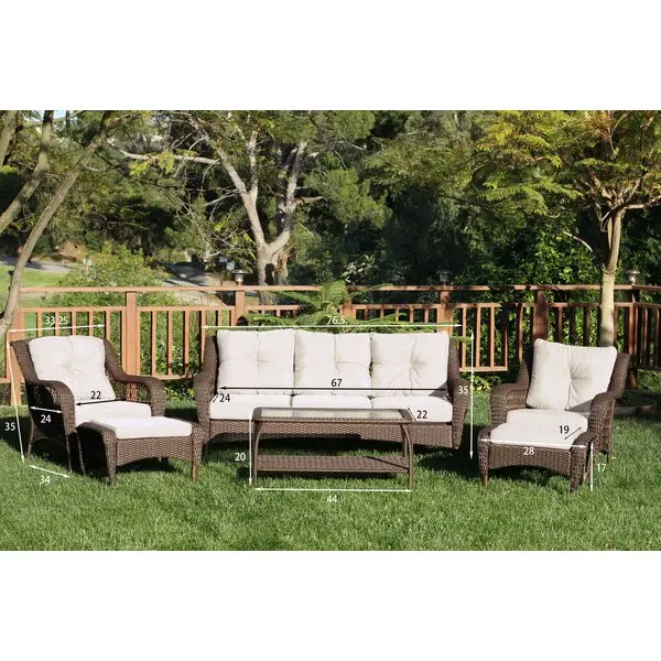 Rattan chair wicker cane 5 Seating Rattan Garden Sofa bistro set outdoor garden furniture set rattan atio sectional furniture