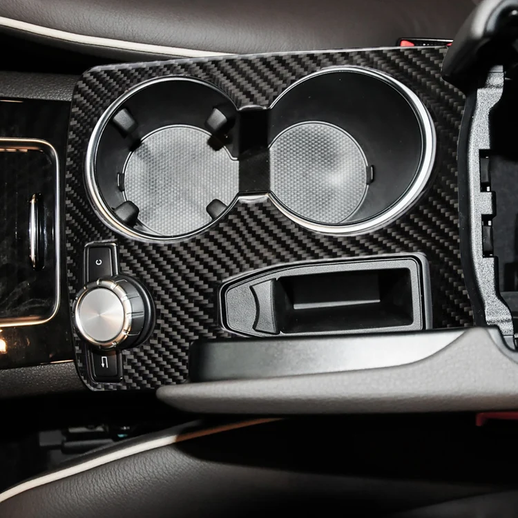Shasha Carbon Fiber Soft Accessories Water Cup Hoder Sticker Decoration For Mercedes Benz C300 W204 2007 2008 2009 2015